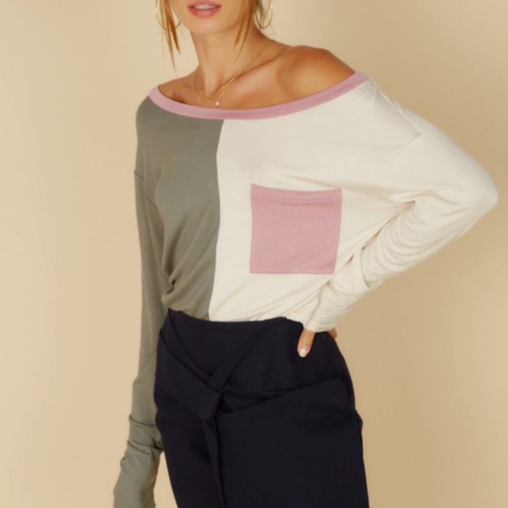 LaLavon Color Block Long Sleeve Top.